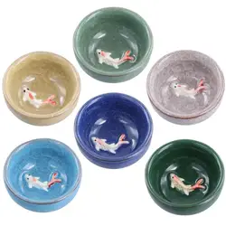 6Pcs/Set Korean Soju Shot Glasses Set Koi Fish Tea Cup Koi Fish Tea Cups Ceramic Cups Tea Accessories Drinkware Ceramic Cups