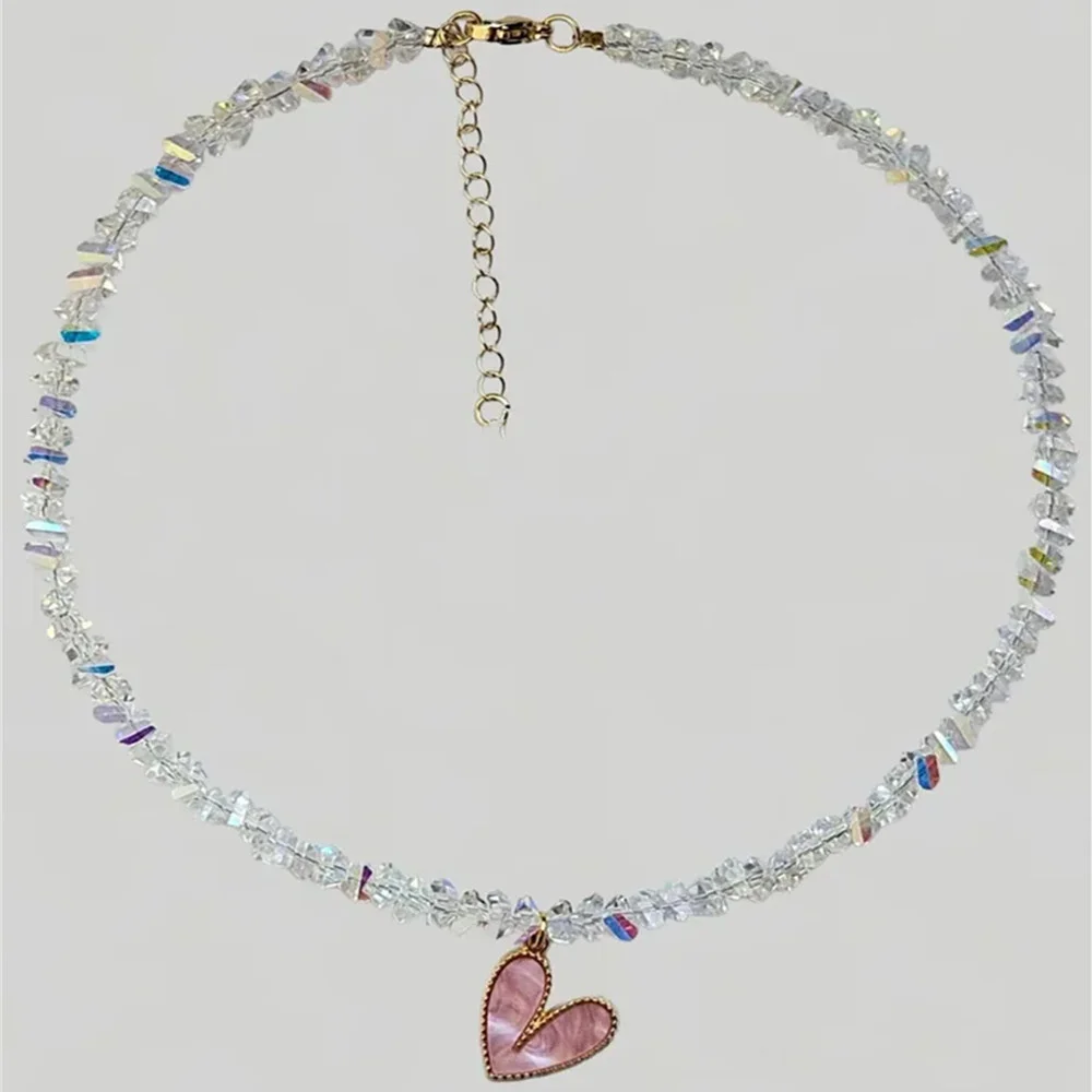 Crystal Heart Pendant Necklace - Vintage Punk Choker