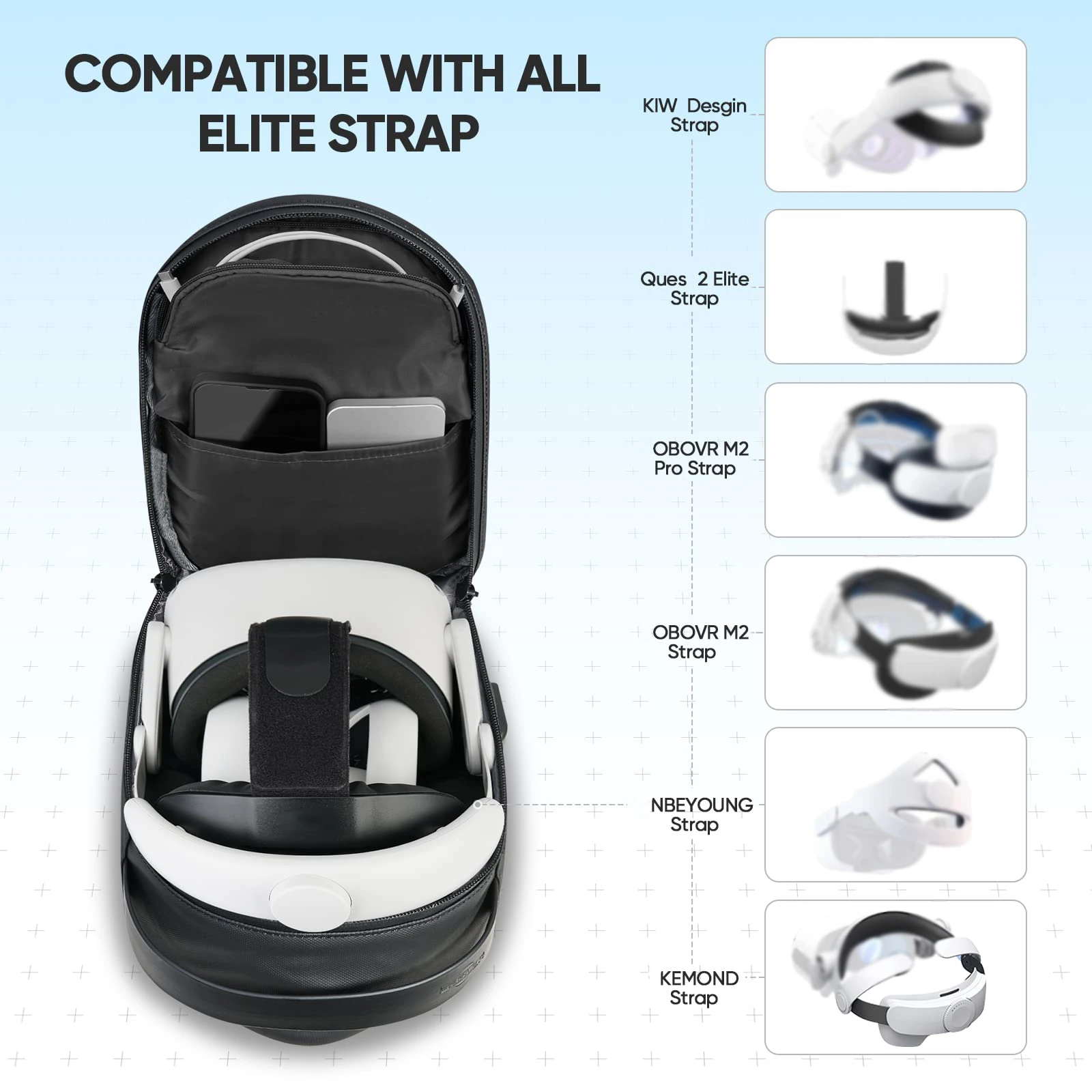 Custodia da trasporto per Meta Quest 3S Elite Strap Borsa da viaggio rigida Zaino a tracolla per accessori Quest 2/3 Vision Pro