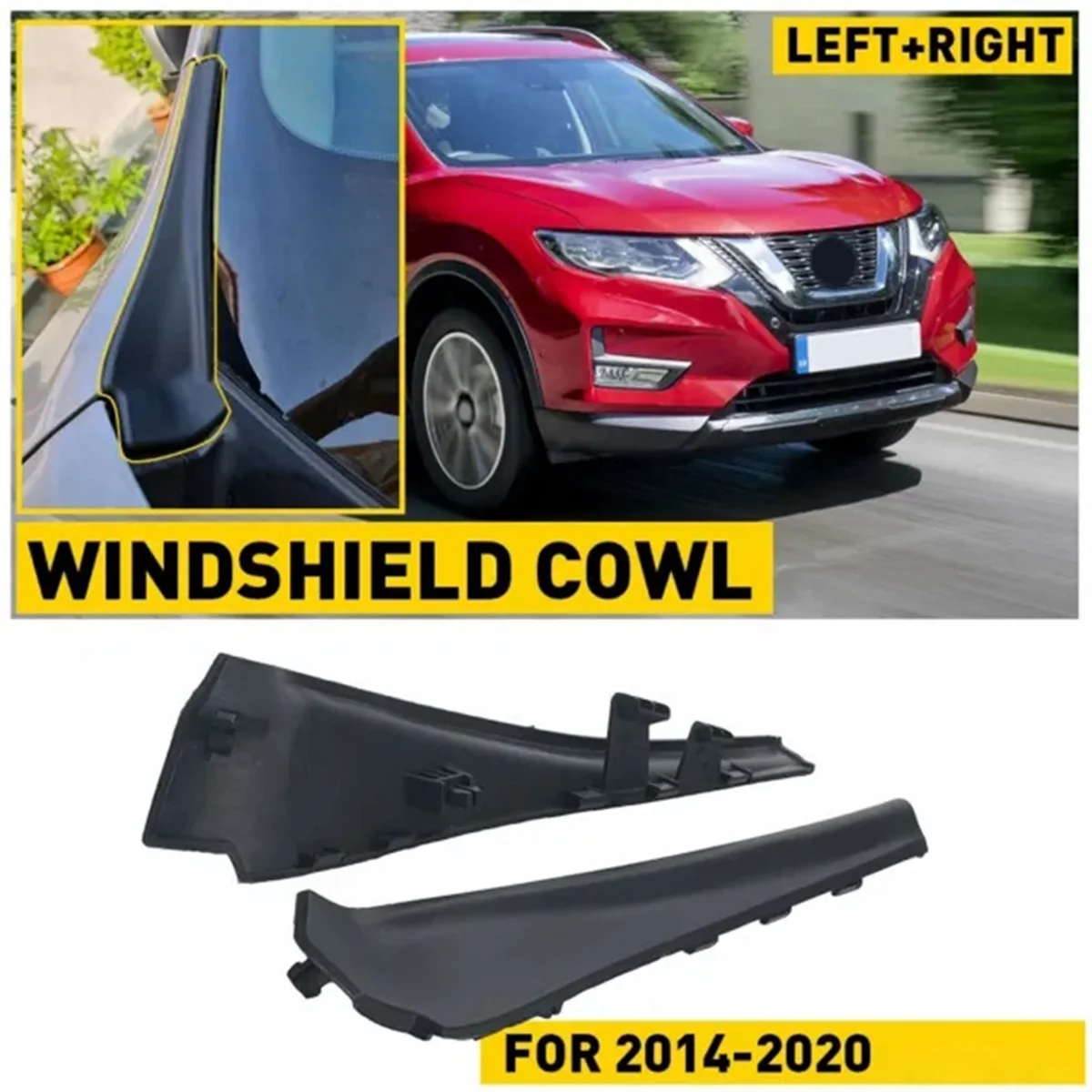 2PCS Windshield Wiper Cowl Extension Trims for Nissan for Rogue 2014-20 66895-4CL0A 66895-4BA1A 66894-4CL0A 66894-4BA1A