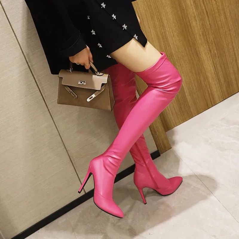 أنيمي أوشي نو كو هوشينو آي تأثيري سوبر أحذية عالية الكعب للنساء فوق الركبة بولي Leather أحذية جلدية طويلة مرحلة الأداء أحذية مثيرة