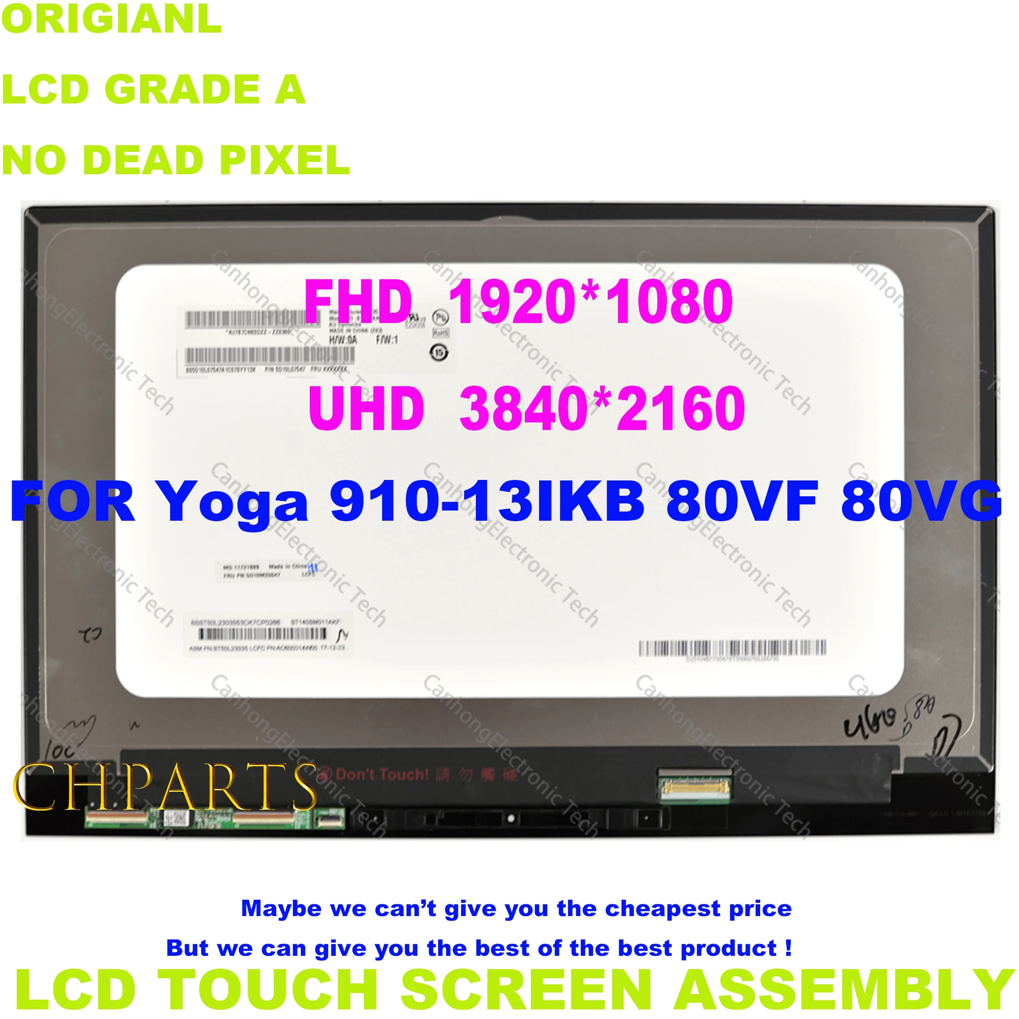 para Lenovo Yoga 91013 Yoga910-13ikb 80vg 80vf 13.9 Laptop Painel de Exibição de Tela Lcd Portátil Uhd 4k 3840*2160 Fhd 1920*1080 5d10m35047
