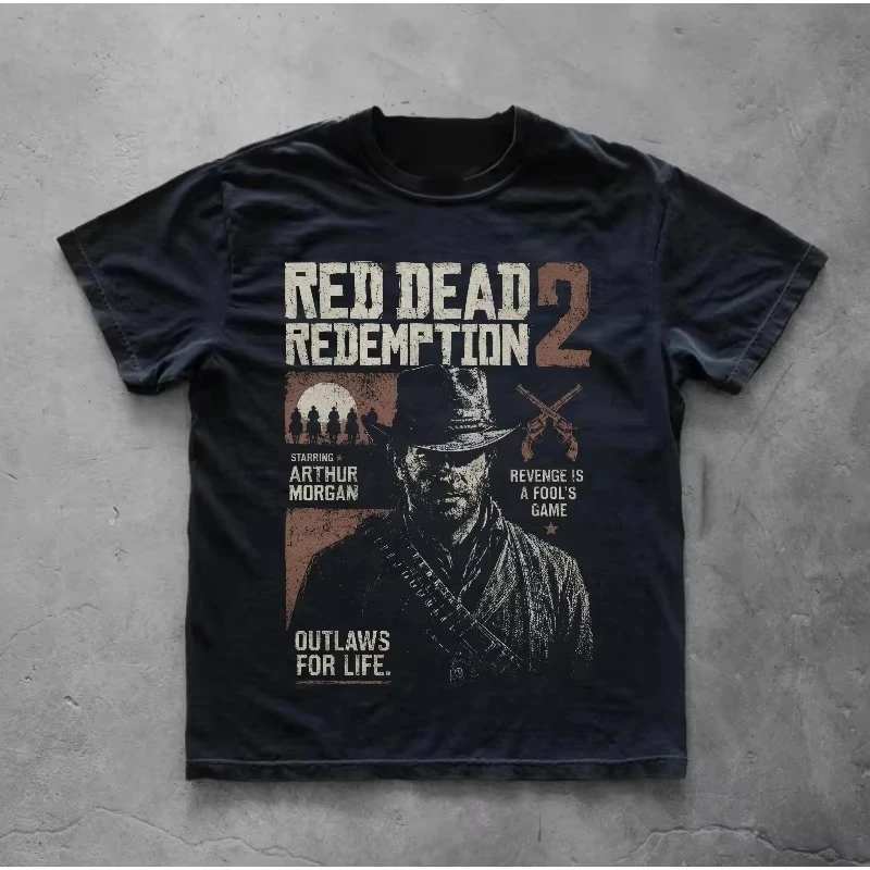 Red Dead Redemption 2 T-shirt Men's T-shirt Suitable for All Seasons Y2K Aesthetic Unisex