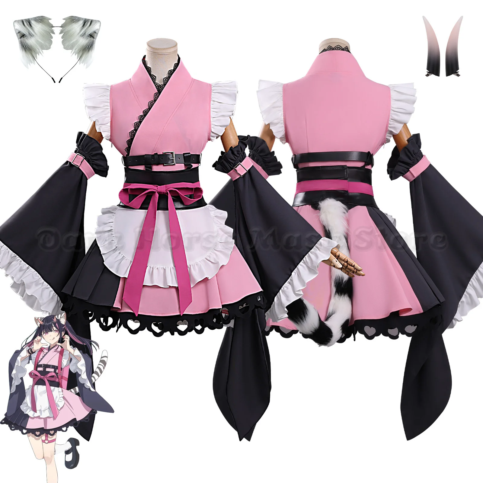 Anime Cosmic Princess Kaguya!Team Black Onyx Komazawa Noi Cosplay Kostüm Dienstmädchen-Outfit Komplette Sets Halloween Karneval Party Outfits