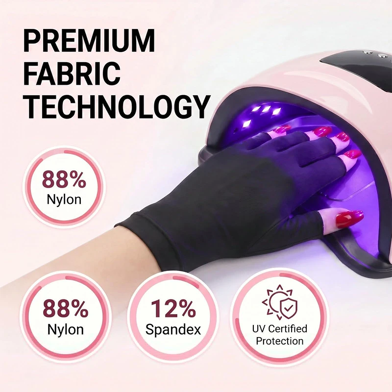 Anti UV Gloves Gel Professional Protection Gloves For ManicuresProtect Hands Nail Art Stretchy Fingerless Glove For Home Outdoor