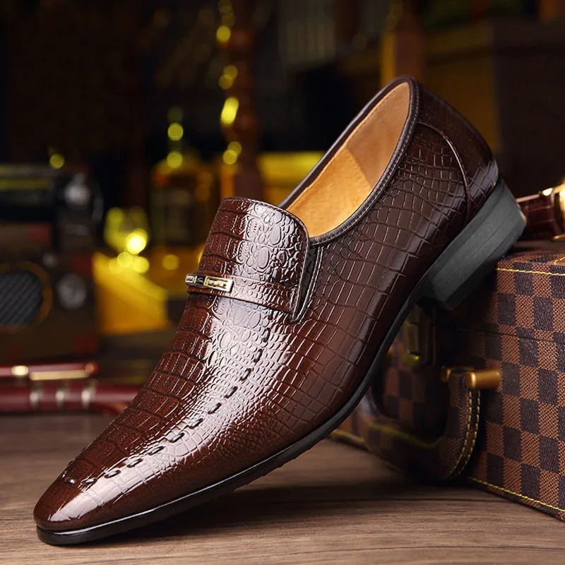 Męskie PU luksusowe buty ze wzorem krokodyla męskie ubranie formalne skórzane obuwie towarzyskie męskie obuwie ślubne Zapatos Hombre