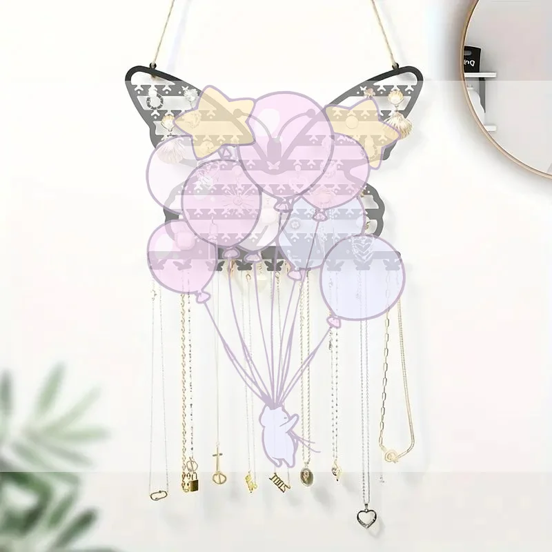 

Настенная полка для ювелирных изделий в форме бабочки — подвесная стойка для ювелирных изделий для ожерелий, серег, браслетов и хранения вещей, черная,