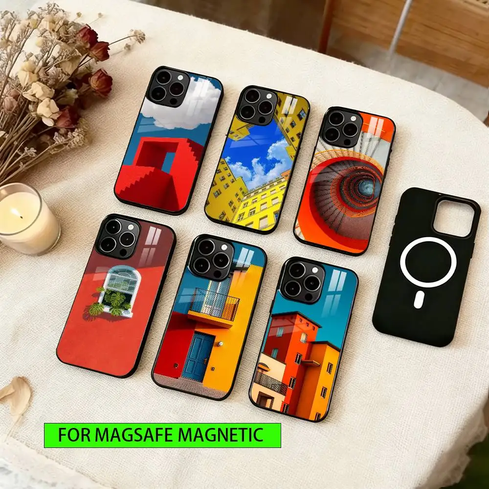 

Minimalist style Phone Case For iPhone17,16,15,14,13,12,11 Plus,Pro Magnetic with Magsafe Wireless Charging