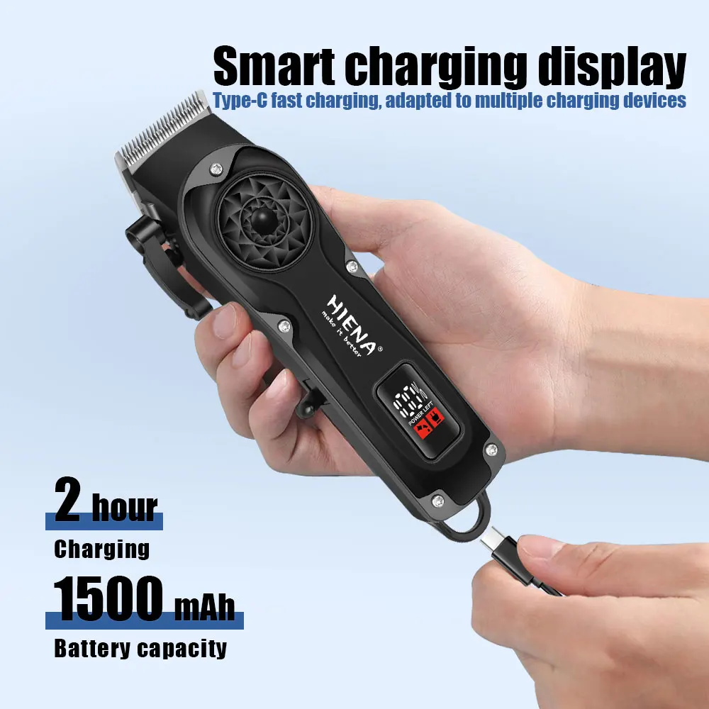 ماكينة قص الشعر الاحترافية اللاسلكية من HIENA، ماكينة قص الشعر القابلة لإعادة الشحن، ماكينة قص الشعر الكهربائية