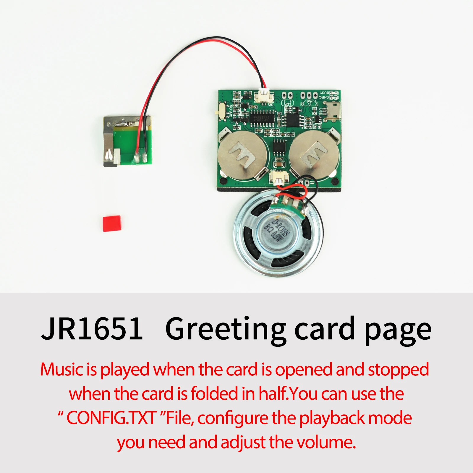 Sound Module USB Downloadable & Recordable & Rechargeable for with MP3 Audio Playback for Christmas Greeting card DIY Gifts