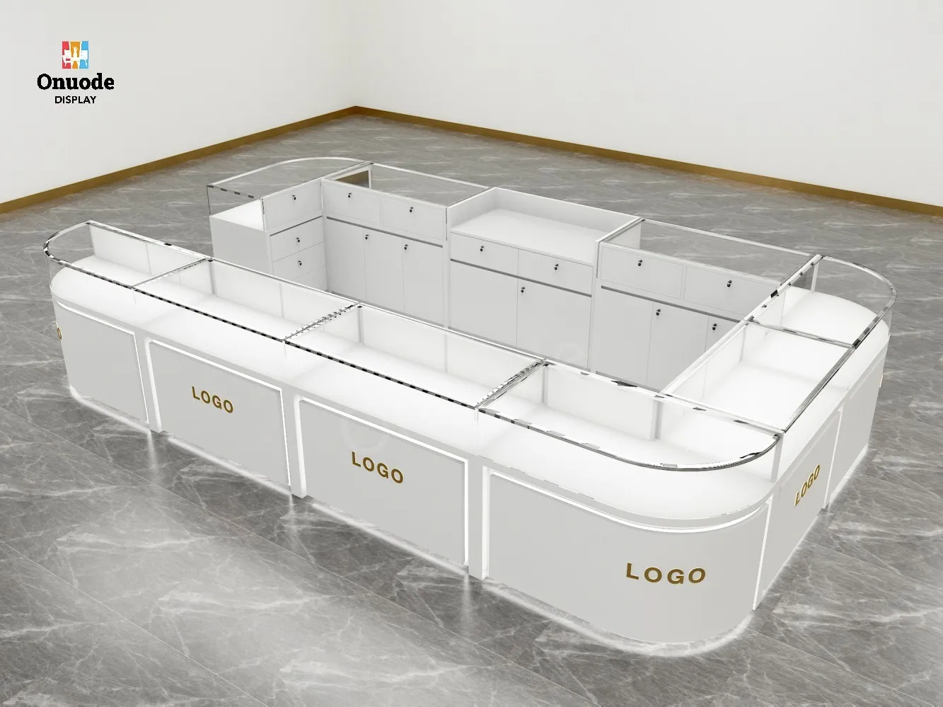 Custom.Luxury Jewelry Showcase for Store Display Elegant Kiosk Counter for Shopping Malls