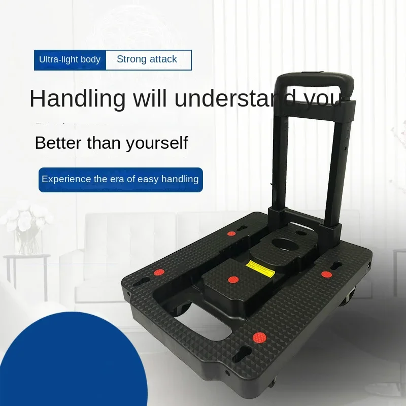 Flatbed Folding Luggage Cart Portable Shopping Cart Universal Trolley Shopping Cart Pulling Goods Trolley