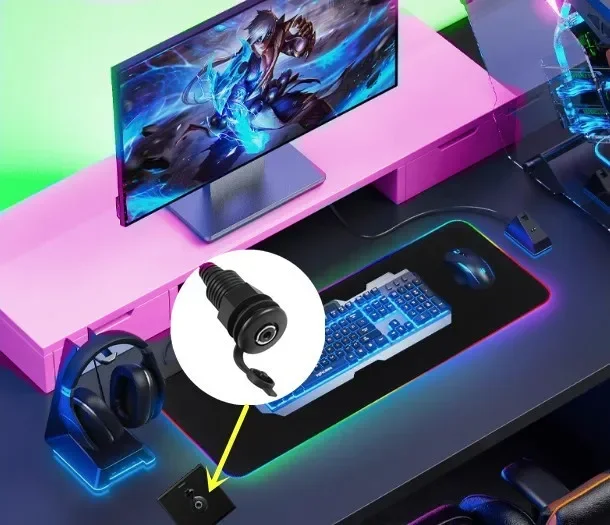 Waterproof and dustproof 3.5mm TRS stereo thread fixed embedded installation wall plug ground plug panel cable 0.3m