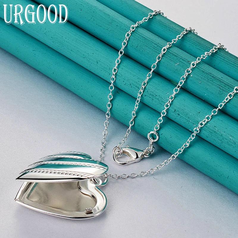 925 Sterling Silver Heart Photo Frame Pendant Necklace 16-30 Inch Chain For Women Party Engagement Wedding Fashion Jewelry