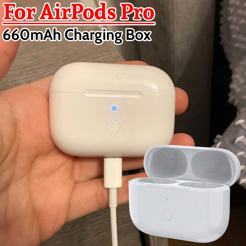 Caja de carga de auriculares de 660mAh para AirPods Pro, auriculares inalámbricos compatibles con Bluetooth, estuche de carga para AirPods Pro