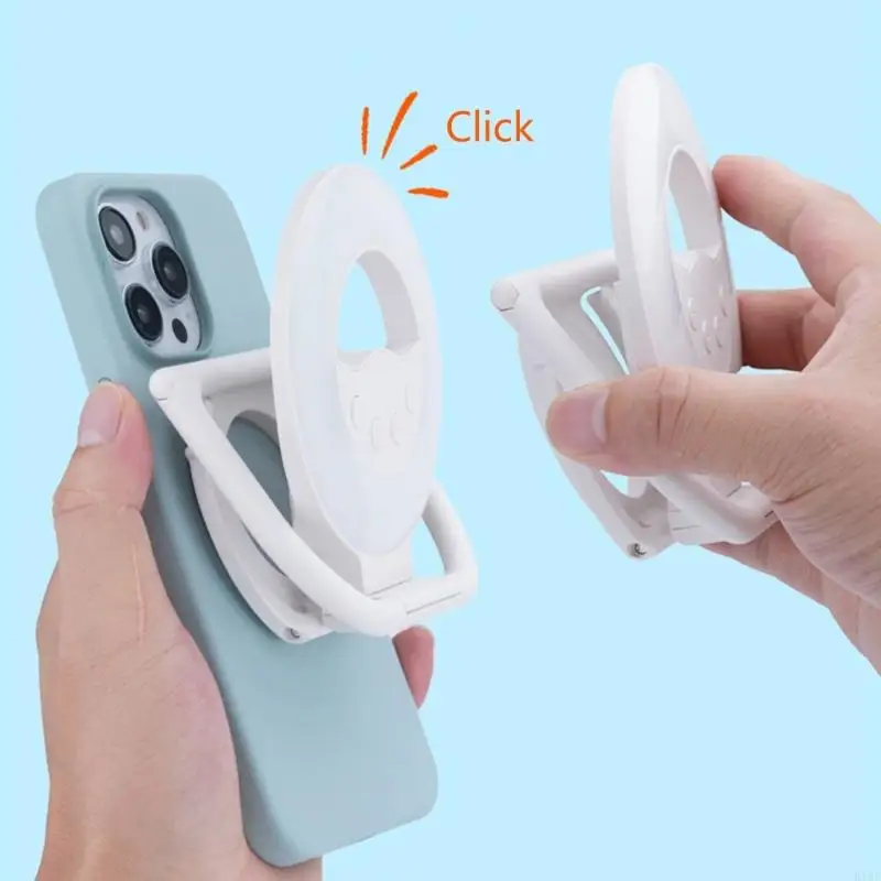 Phone Light with Kickstand for Phone 16 15 14 13 Rechargeable Selfie Vlog Live Streaming Rings Light Foldable K1KF