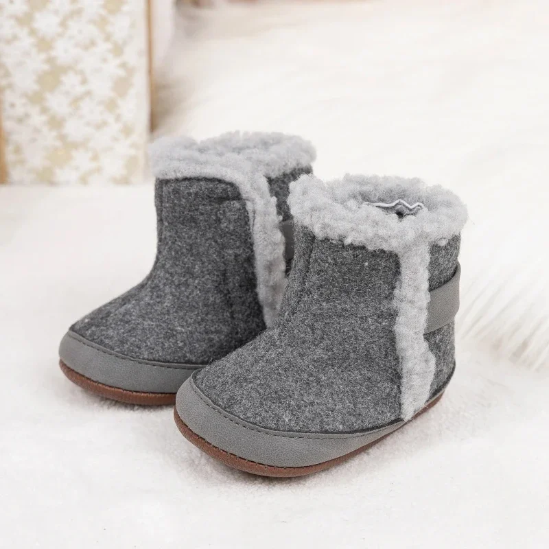 

2025 Winter Newborn Infant Unisex Warm Fur Lining Soft Baby Boots Warm Ankle Non-Slip Cotton Toddler Snow Crib Kids Shoes