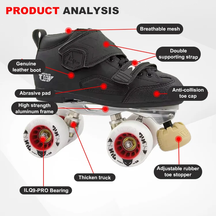 High-end Adult Two-Row 4 Wheels Roller Shoes Flashing Quad Roller Skates