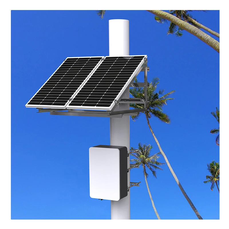 نظام الطاقة الشمسية الكل في واحد - مخرج تيار مستمر 12 فولت/24 فولت لكاميرات CCTV وأضواء الأمان وجهاز توجيه WiFi | جبل القطب #4