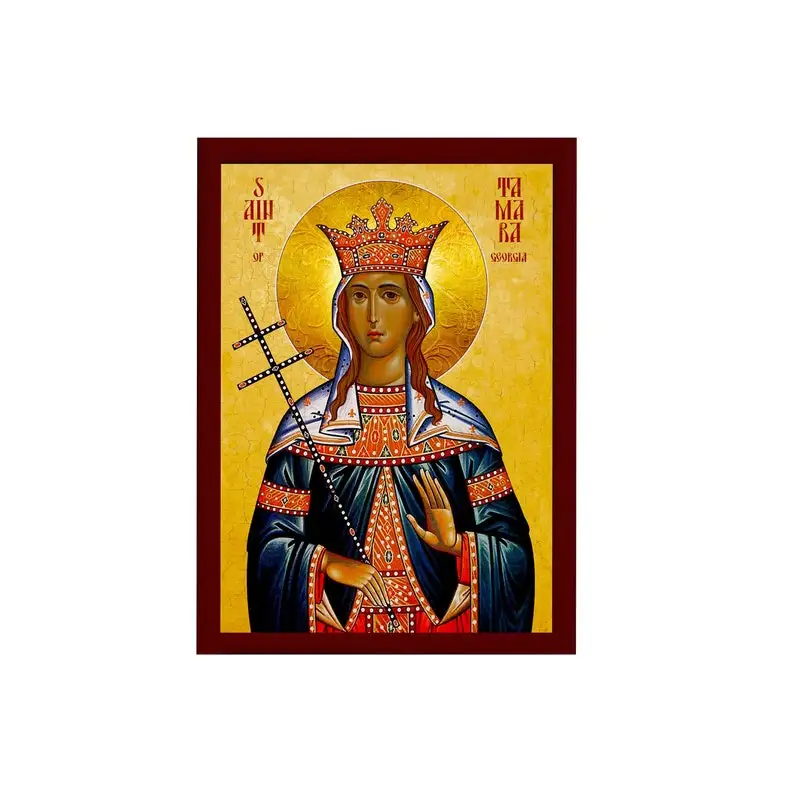 Virgin Mary Panagia Greek Orthodox Icon Of St Tamara Georgia Byzantine Religious Canvas Wall Art For Livingroom Bedroom Decor