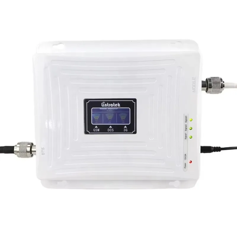 

900 1800 2100 mhz 2G 3G 4G Amplificateur Lintratek 65db Tri Band Amplifier Mobile signal Booster Repeater