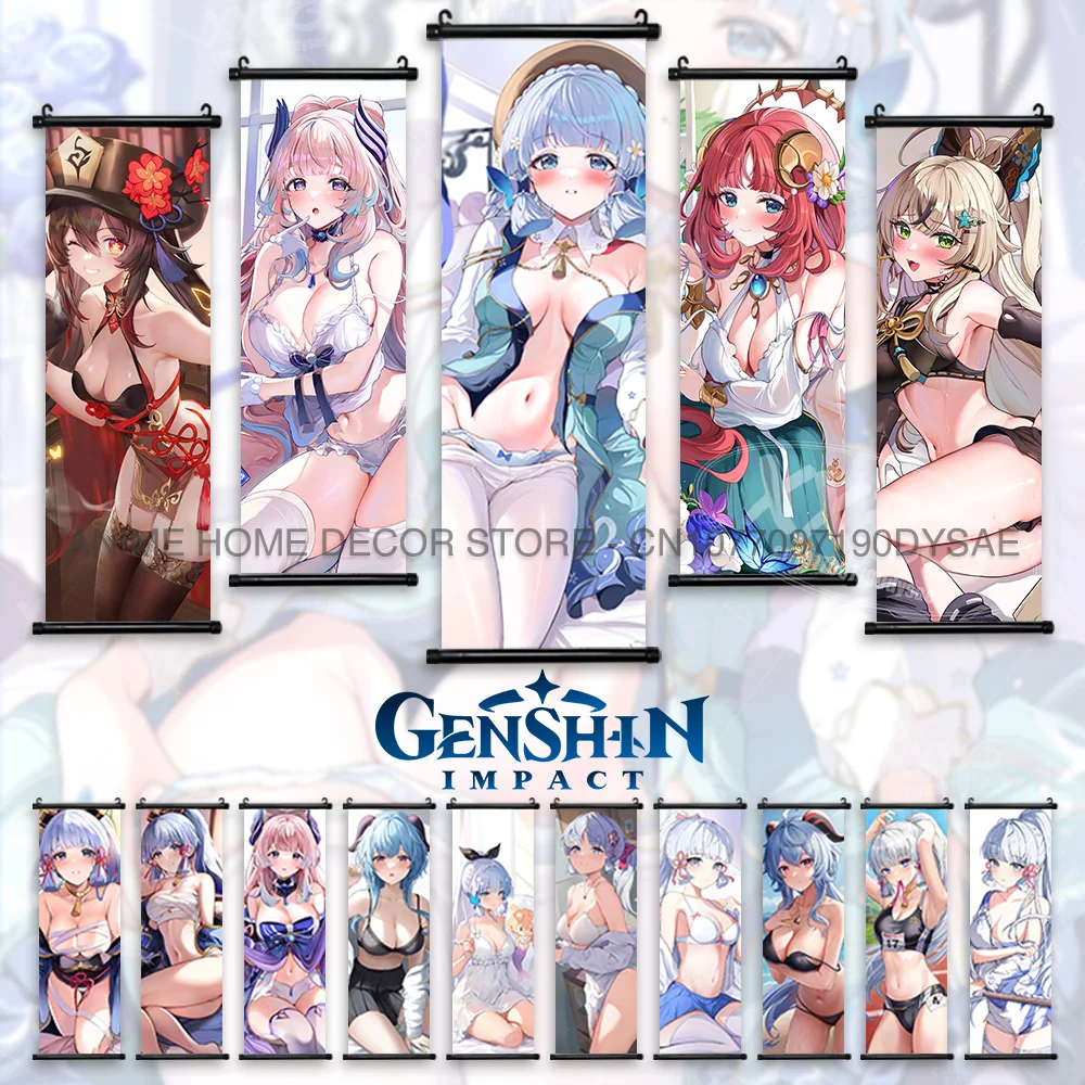 

Genshin Impact Posters Nilou Decorative Scroll Picture Kamizato Ayaka Home Decor Hanging Paintings Sangonomiya Kokomi Wall Art