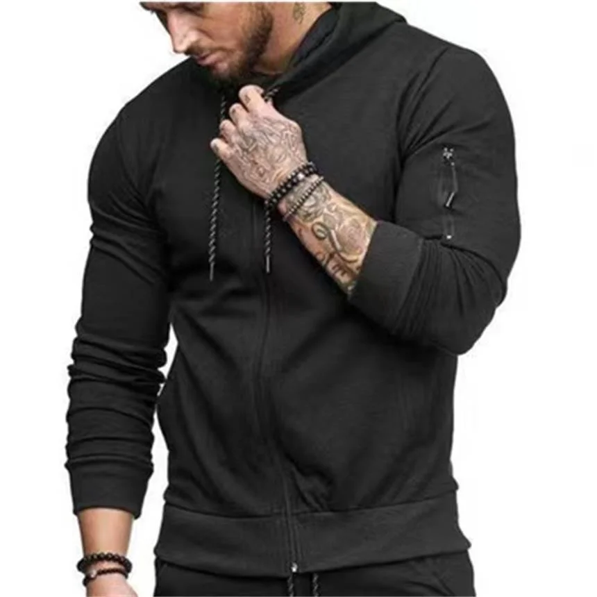 Men\'s Fashion Zipper Hoodie Solid Color Zipper Hooded Daily Fitness Basic Thin Hoodies Sweatshirts Long Sleeve Blue Gray Black