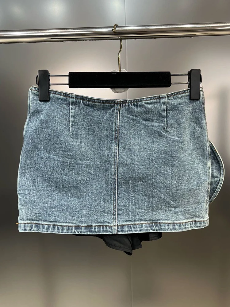 Deat Vrouwen Denim Rok Multi Knopen Metalen Decoratieve Afgeschuinde Rand Ontwerp Warp Hippe Minirokken 2024 Herfst Nieuwe Mode 11xx4443