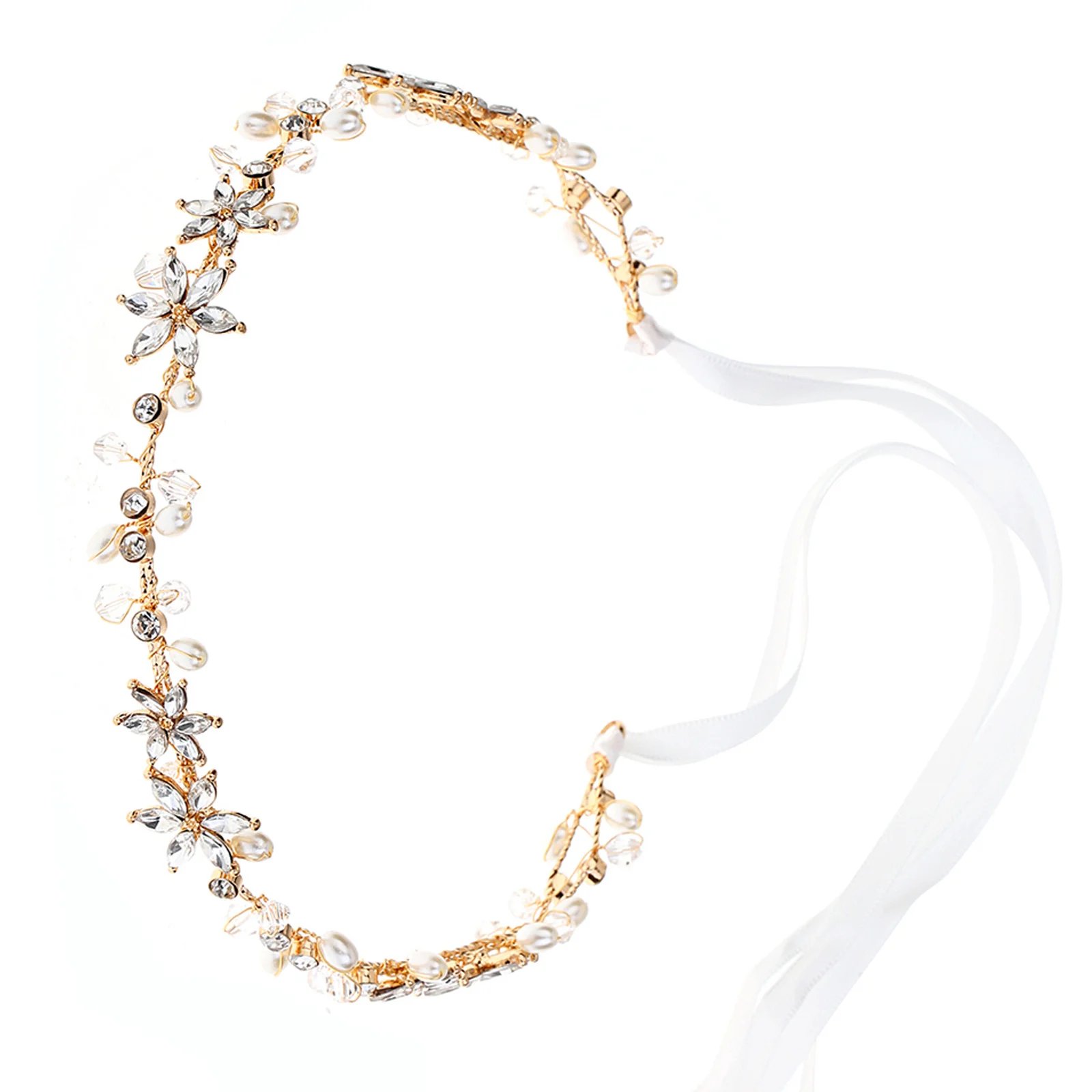 

Rhinestone Wedding Belt Shimmering Pearl Floral Pattern Luxurious Bridal Sash for Bridemaids Flower Formal Gowns