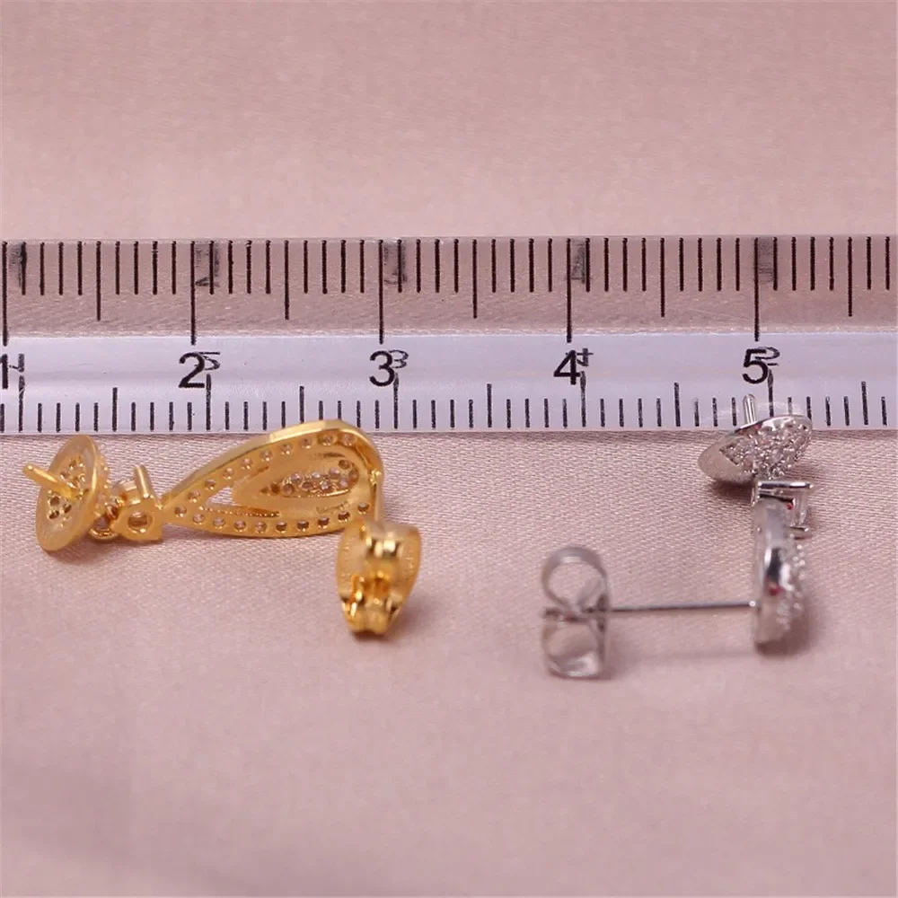 Gold Plated Pearl Earring Settings, DIY Jewelry Making Supplies, Blank Ear Stud Bases for Handmade Accessories, 1pair No Pearl