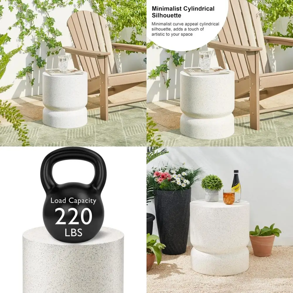 

декоративный садовый табурет, антикварный акцентный стол из искусственного терраццо высотой 17,25 дюйма, приставной столик, подставка для растений для пространств на открытом воздухе