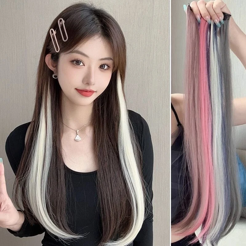 

Women Wig Clip Hair Extension Clip in Hairpiece Long Straight Hanging Ear Wig Clip 60cm Headwear Girl Hair Accessories