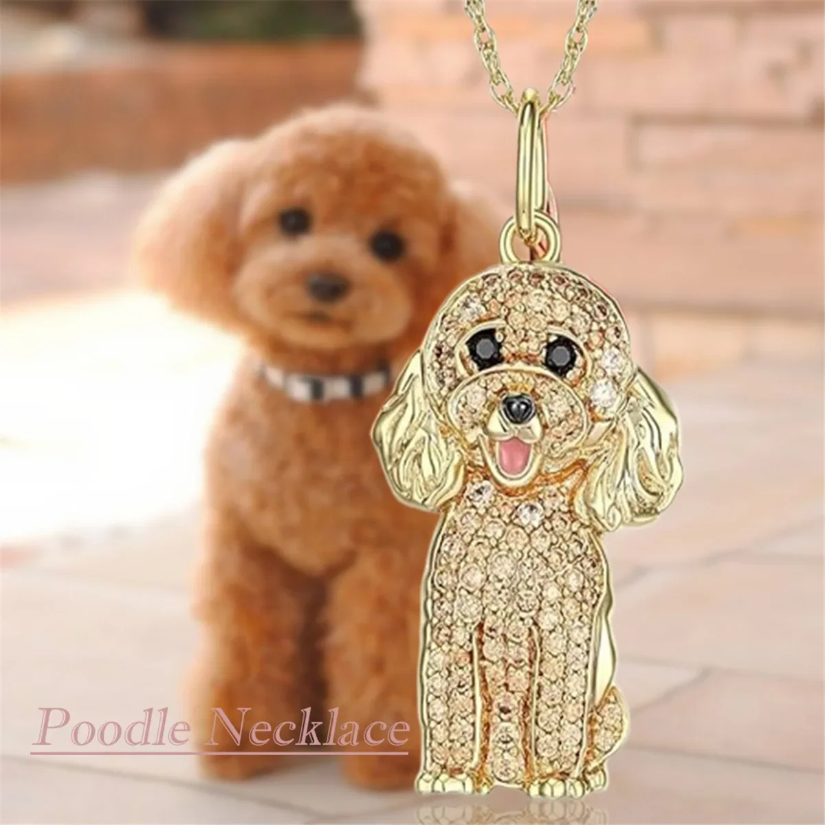 Exquisite and Cute Poodle Pendant Necklace for Women Elegant Pet Puppy Jewelry Animal Accessories Memorial Gift for Dog Lovers