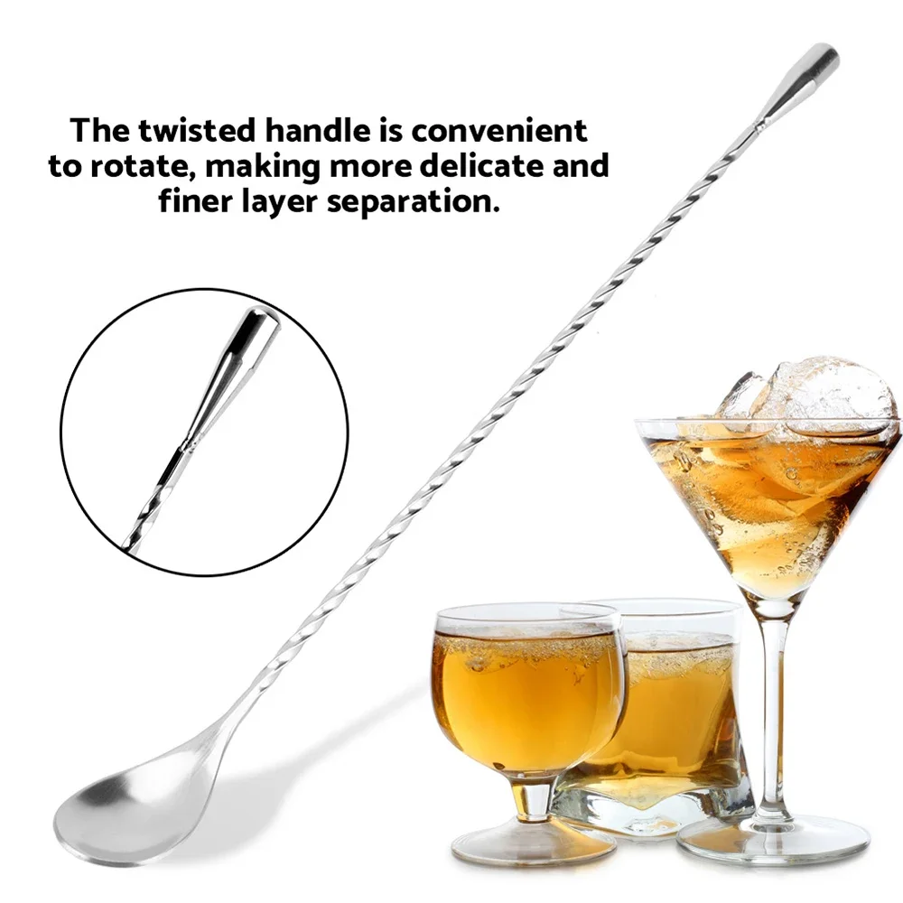 

Stainless Steel Bar Cocktail Twisted Mixing Stirrin Spoon Fork Tip DIY Set Shaker Muddler Stirrer Twisted Mixing Spoon Kitchen