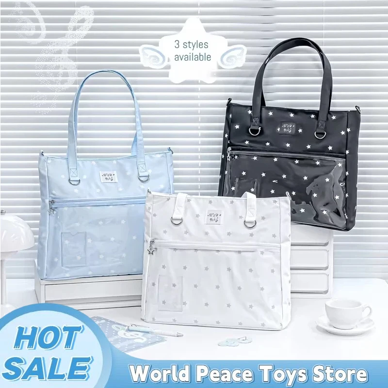 RosyPosy Star Polka Dot Ita Bag Large Capacity Transparent Shoulder Tote Bag For Daily Concert Commute