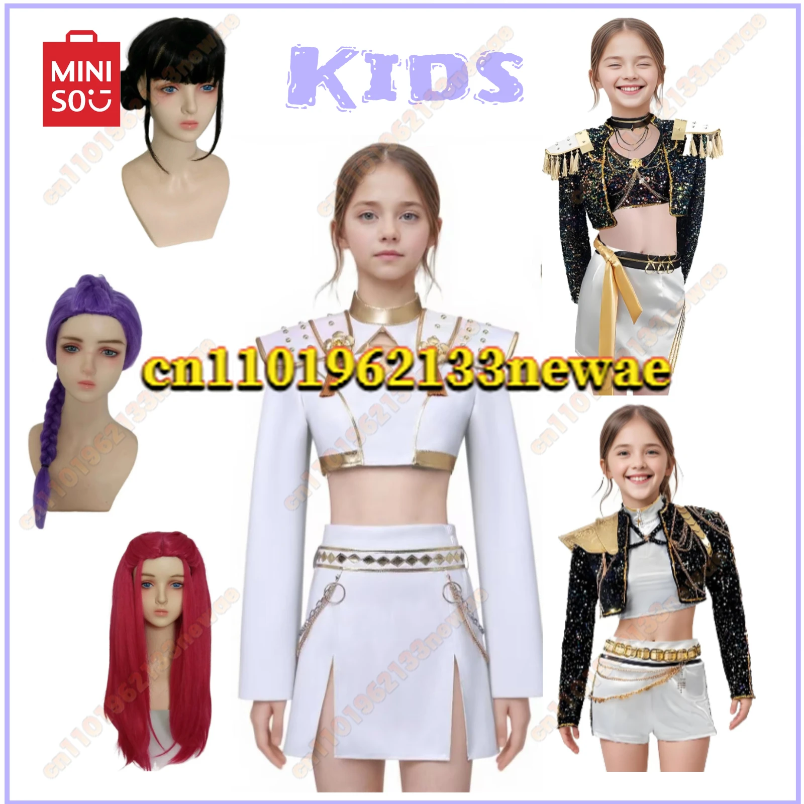 

MINISO KIDS Demon Hunters Cosplay Costumes for Girls Zoey Mira Rumi Fantasy Roleplay Outfits Kpop Halloween Carnival Party Suits