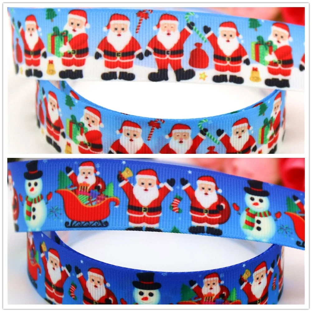 DUWES 7/8''   christmas printed grosgrain ribbon hairbow headwear party decoration 22mm OEM D618