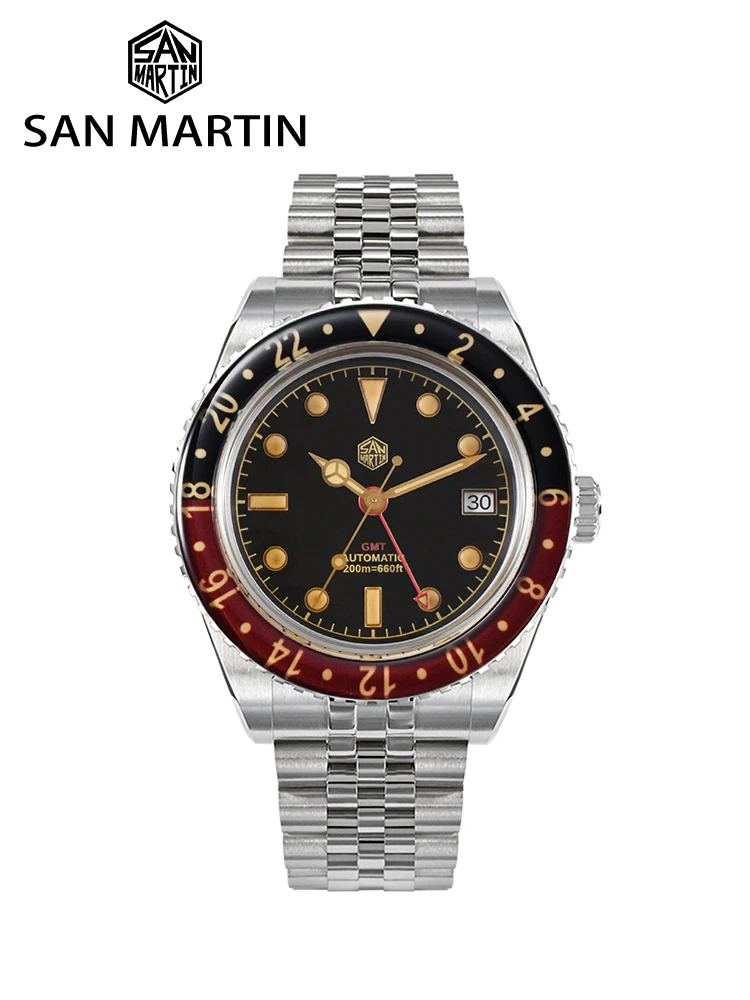 

San Martin New 40mm Retro GMT NH34 Watch Luminous Automatic Mechanical Watches for Men Sapphire Bezel Waterproof 20Bar SN0005