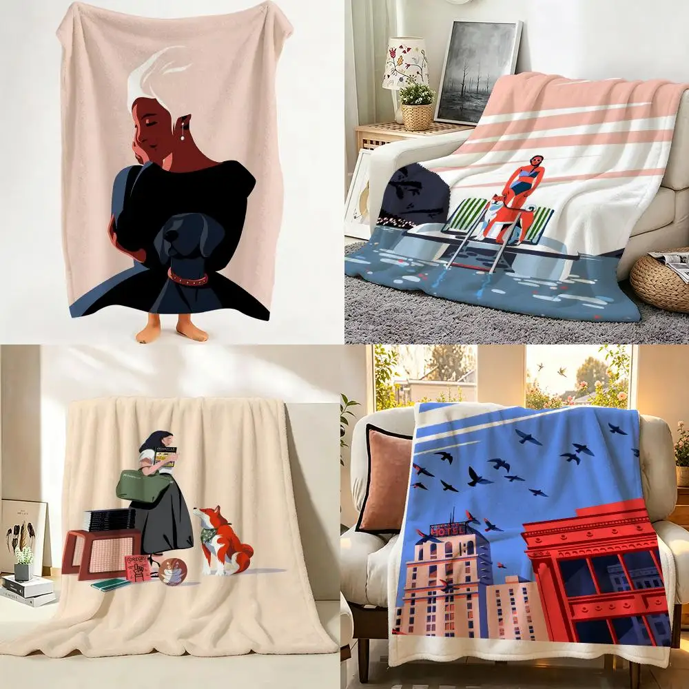 Illustrator P-Paul Sirand Throw Flannel Throw Blanket Suitable for Sofa、Living Room、Bedroom
