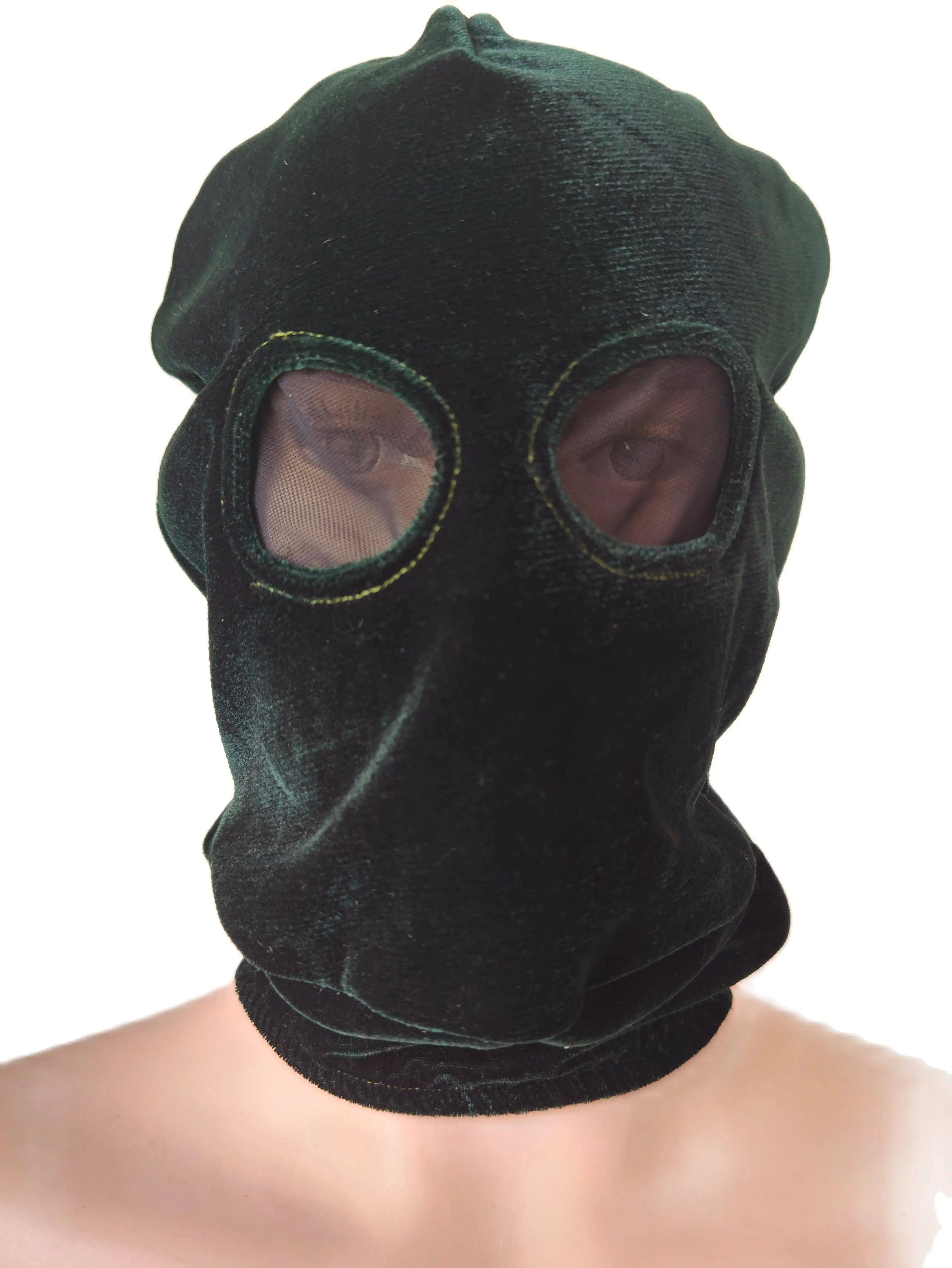 

Halloween Dark green velvet hood open eyes with mesh Cosplay Costumes spandex Mask unisex Zentai Costumes Party Accessories