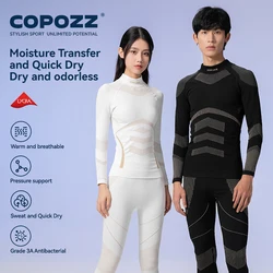 COPOZZ-Esqui Conjuntos de Roupa Interior Térmica para Homens e Mulheres, Tecido Lycra, Fato Térmico Quick Dry, Long Johns, Upgrade Inverno, Novo