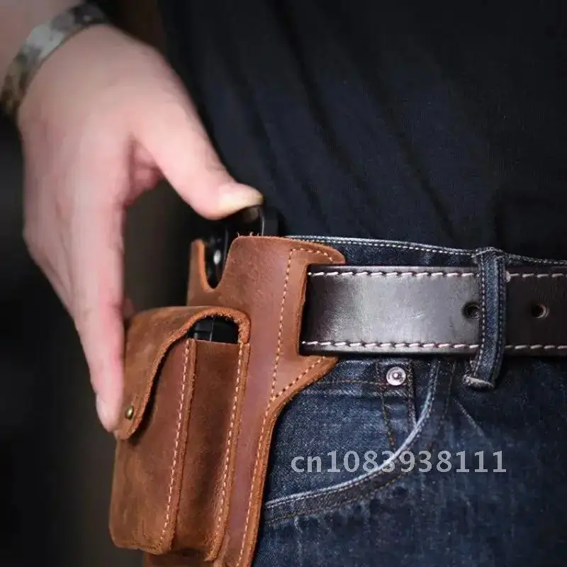 

Men Leather Waist Bag Belt Bum Leg Hip Packs for Men 6-7.5inch Cell Phone Cigarette Lighter Box Case Outdoor Pouch