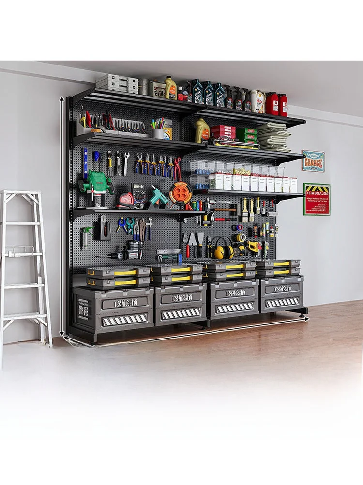 Modern Simple Metal Standing Storage Rack Hole Board Hardware Tools Organizer Home Shelf No Drilling Required Multi-Purpose