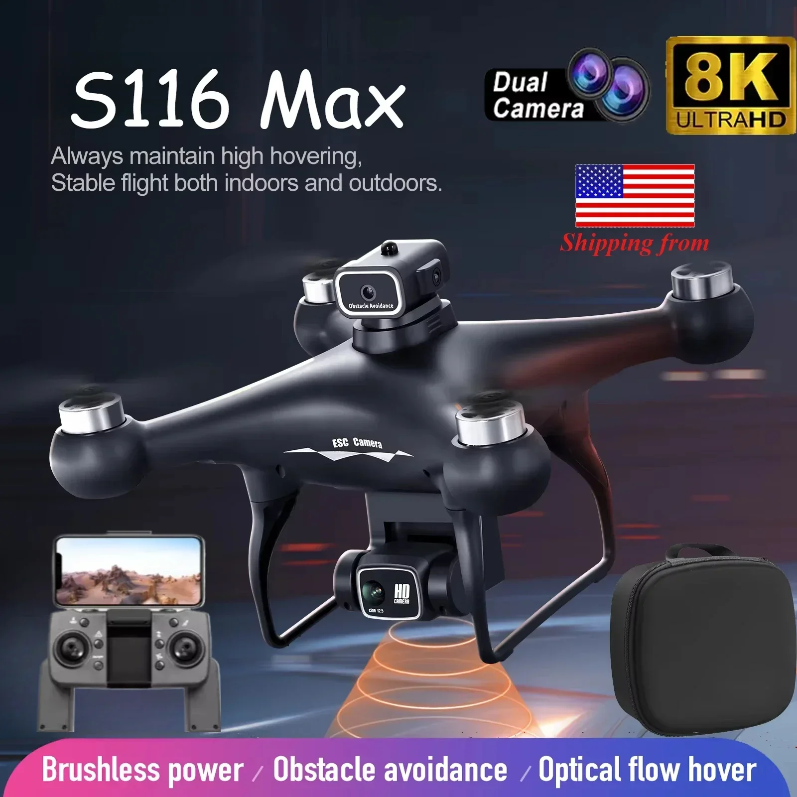 2025-new-s116-max-8k-drone-3-batteries-wifi-fpvdual-camera-ptical-flow-360°-obstacle-avoidance-brushless-motor-rc-quadcopter