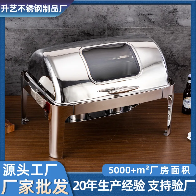 Stainless Steel Buffet Furnace Hotel Visual Full Flip Electric Alcohol Heating Thickened Commercial Insulation Buffy Furnace Res