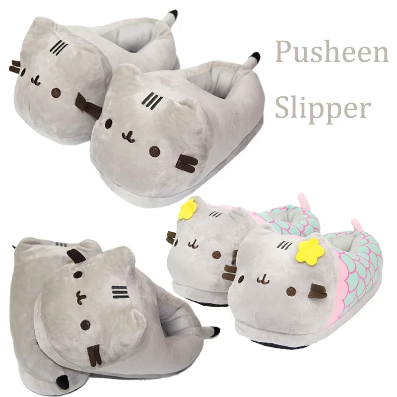 Kawaii Pusheen Cotton Slippers Winter Cartoon Anime Figures Comfortable Warm Soft Soled Shoes Boys Girls Birthday Christmas Gift