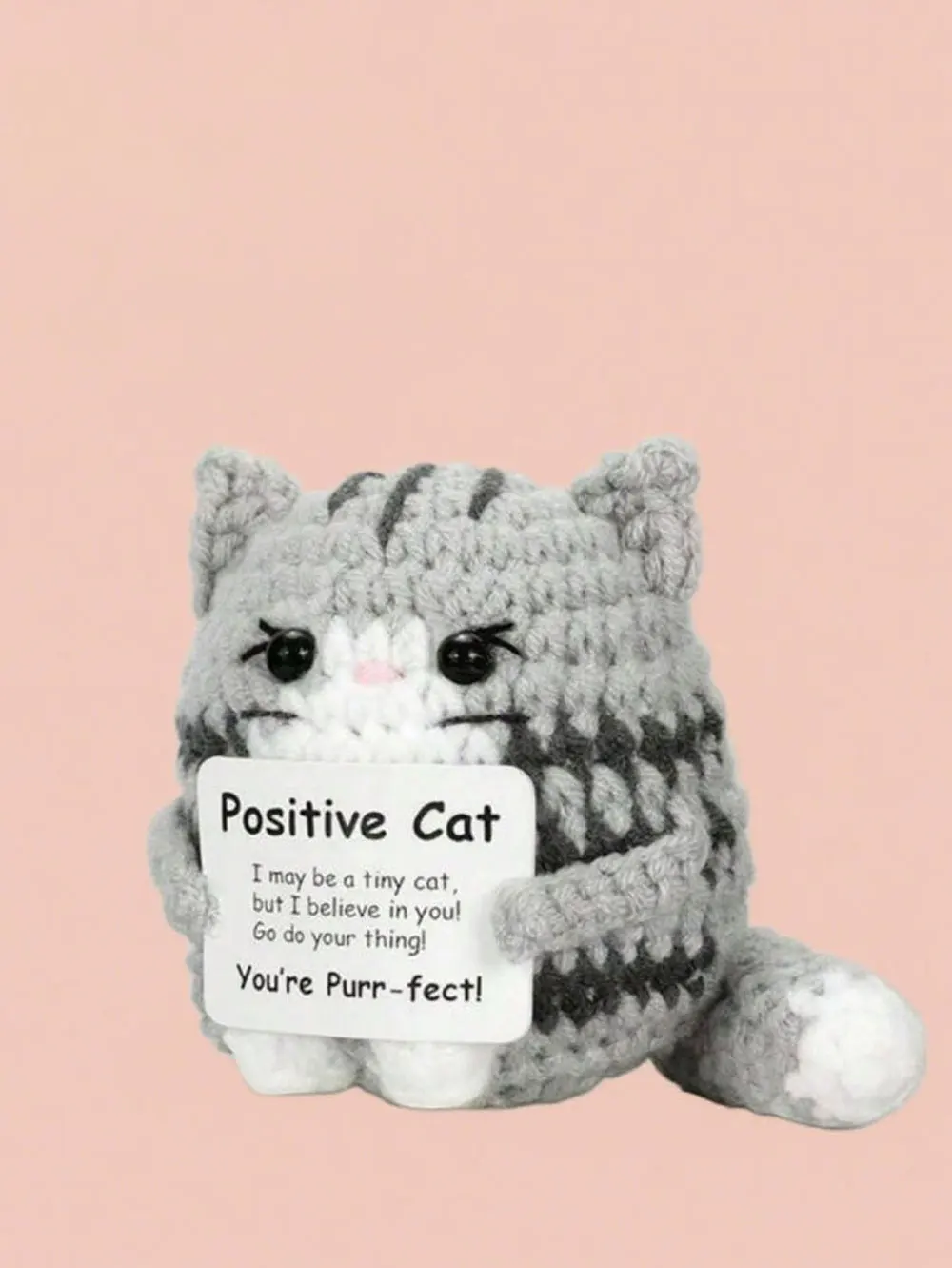 

1pc 8cm/3.14in Hand-Woven Kitten Plush Doll, Encouraging Word Ornaments for Birthday Gift, Housewarming, Desk & Home Decor