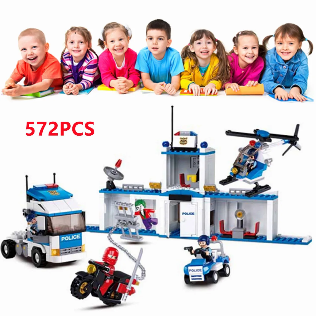 Sluban Building Block Toys City Police 572PCS Bricks B0376 Mobile Police Command Station Compatbile With Leading Brands