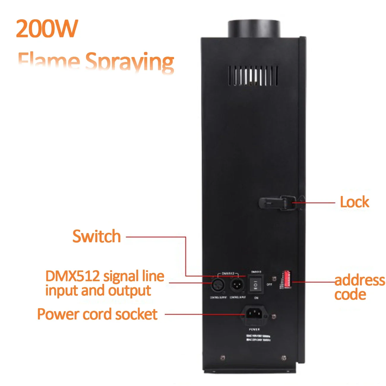 Dos máquinas escénicas de efecto de chorro de llama dmx512 de 200w, proyectores de fiesta, espectáculo escénico estadounidense, fiesta de navidad, boda
