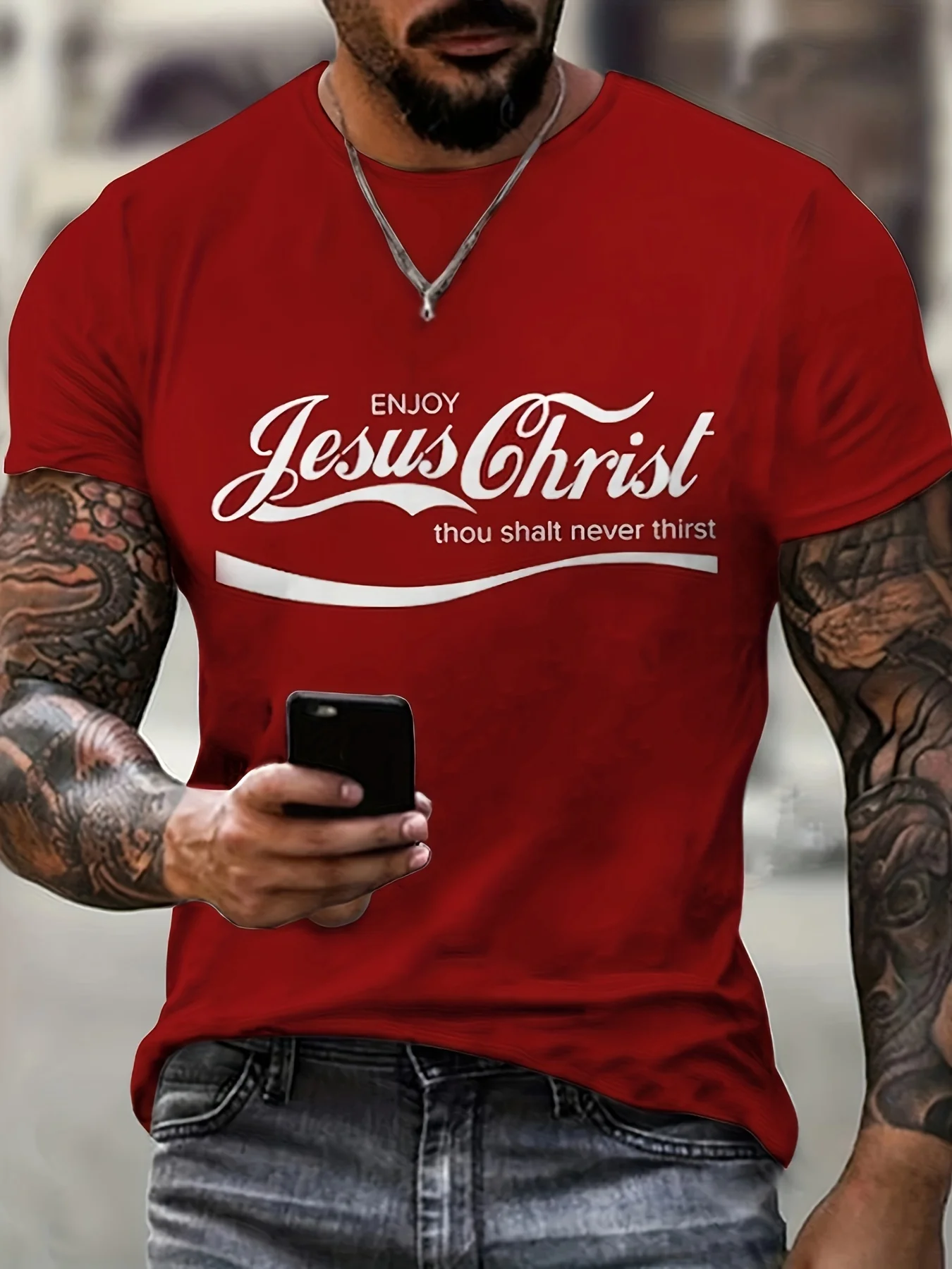 

New Men's Casual Letter Pattern T-shirt Fashion Printed Round Neck Short Sleeved Outdoor Spring and Summer T-shirt Large Size